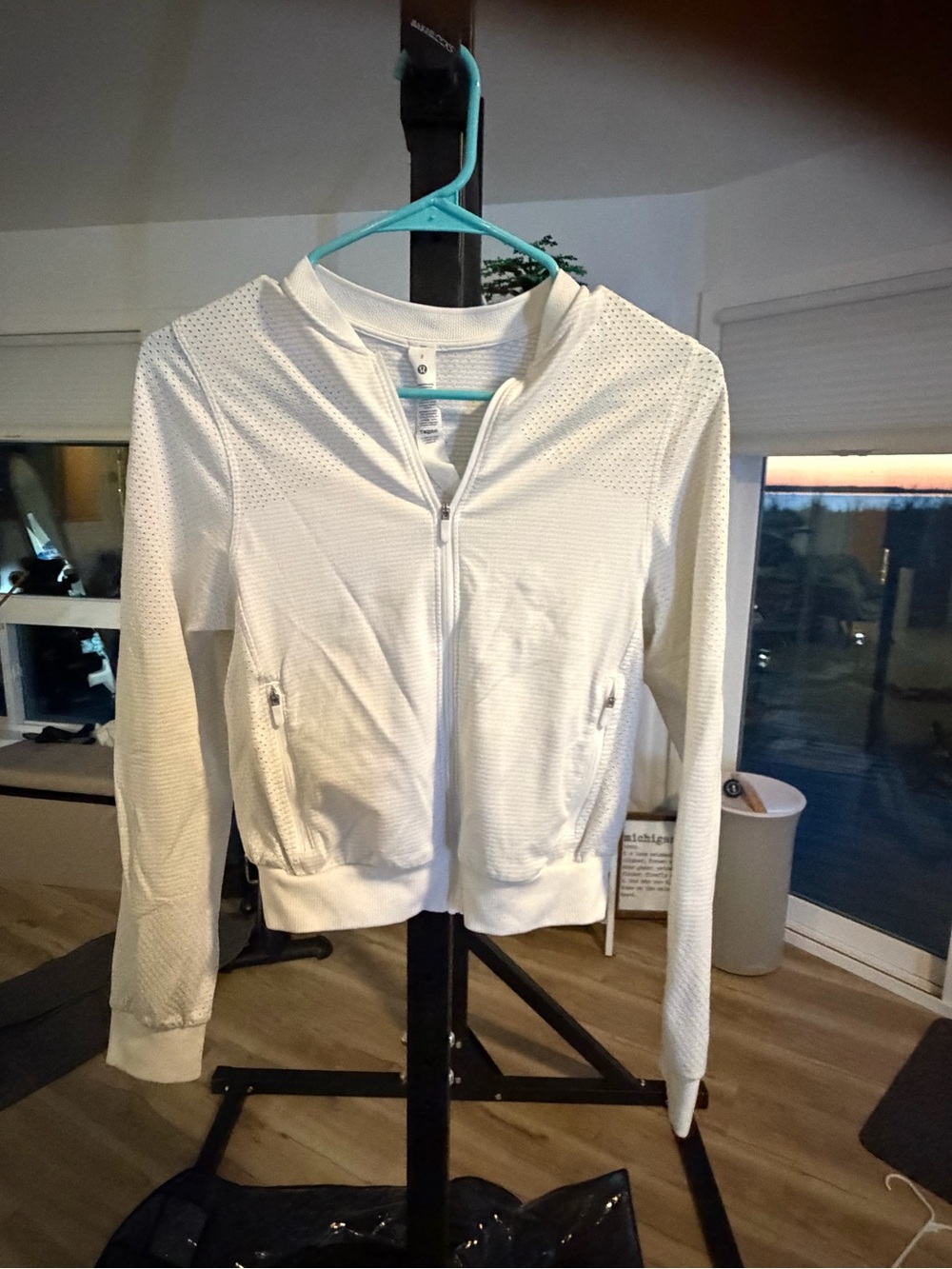 lululemon athletica White Perforated Zip Bomber Jacket